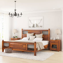 Load image into Gallery viewer, handcrafted sheesham wood bed