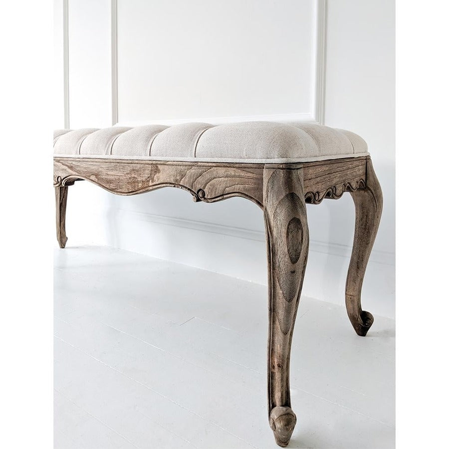 Taupe Velvet Upholstered Bench