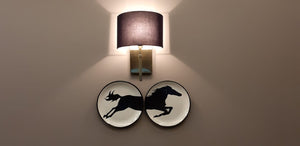 Hand painted Set of 2 Black Split Horse Wall Plates