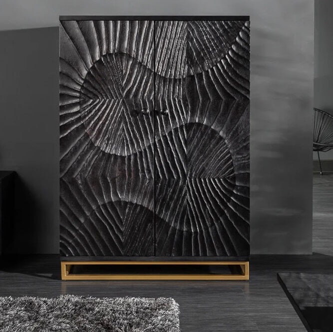 water ripple effect inspired bar cabinet