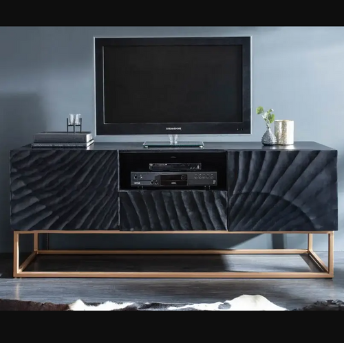 Wave inspired TV console made with solid mango wood