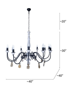 Chic French country 12 light rustic white chandelier