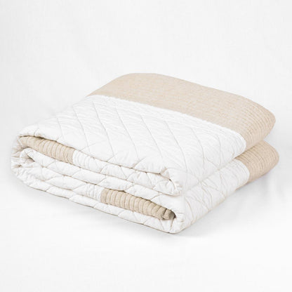 SHWET - Natural and White quilted bedspread, cotton and cotton flex quilt, 100% cotton, Sizes available