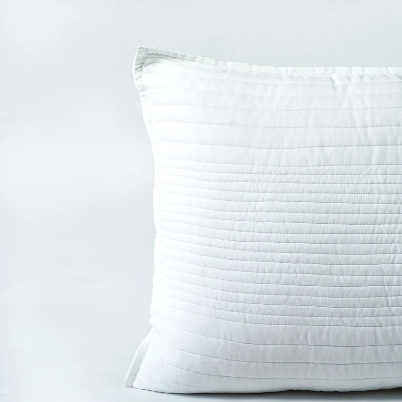 SHWET - WHITE quilted cotton satin pillow covers, thick and thin quilting pattern, Sizes available