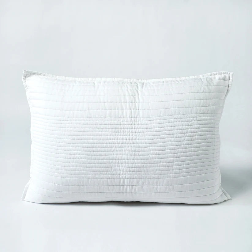 SHWET - WHITE quilted cotton satin pillow covers, thick and thin quilting pattern, Sizes available