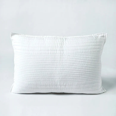 SHWET - WHITE quilted cotton satin pillow covers, thick and thin quilting pattern, Sizes available