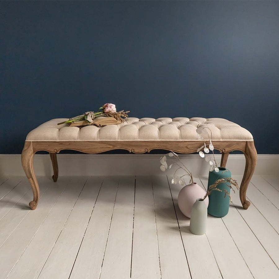 Taupe Velvet Upholstered Bench