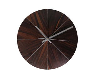 Facet Wood Wall Clock - Brown & Silver