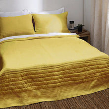 Load image into Gallery viewer, YELLOW luxury 300TC cotton satin Quilt with coordinated pillow cases, Sizes available
