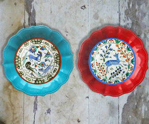 Handpainted Set of 2 'Turkish Forest' Mounted Wall Plates