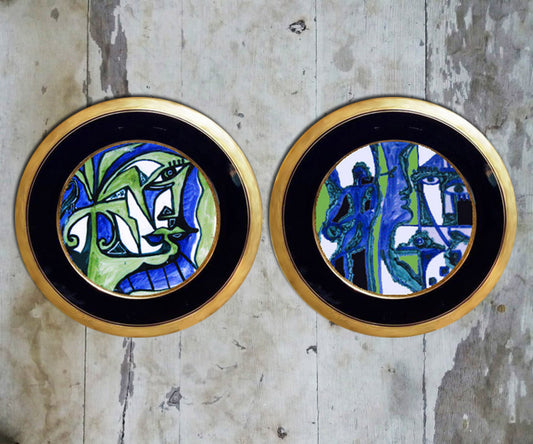 Hand painted set of 2 Tunisian Wall Plates