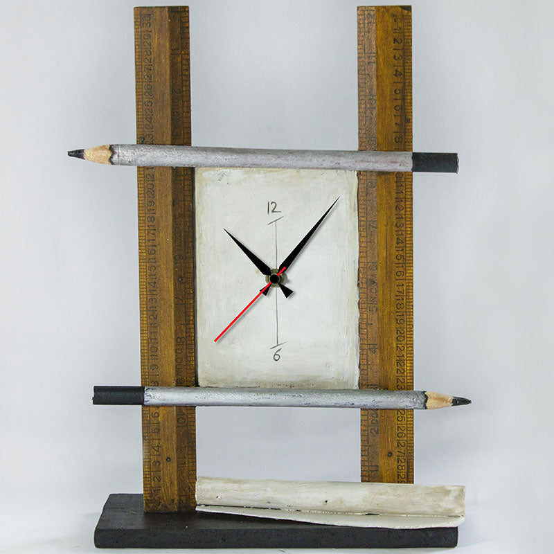 Ruler Pencil Table Clock