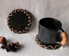 Load image into Gallery viewer, Longpi Black Pottery Coaster Round