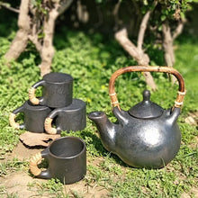 Load image into Gallery viewer, Longpi Black Pottery Flame-Safe Kettle Mugs Set