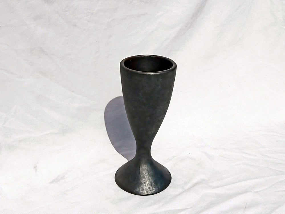 'Flute' Longpi Black Pottery Wine Glass