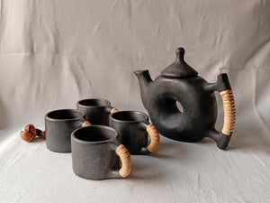 Handmade Tea Set Black Pottery