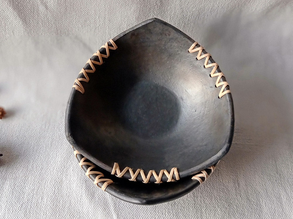 Longpi Black Pottery "Trikon" Nut Serving Bowl