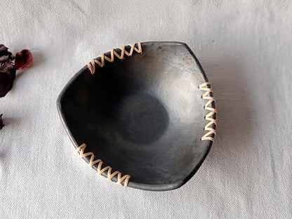 Longpi Black Pottery "Trikon" Nut Serving Bowl