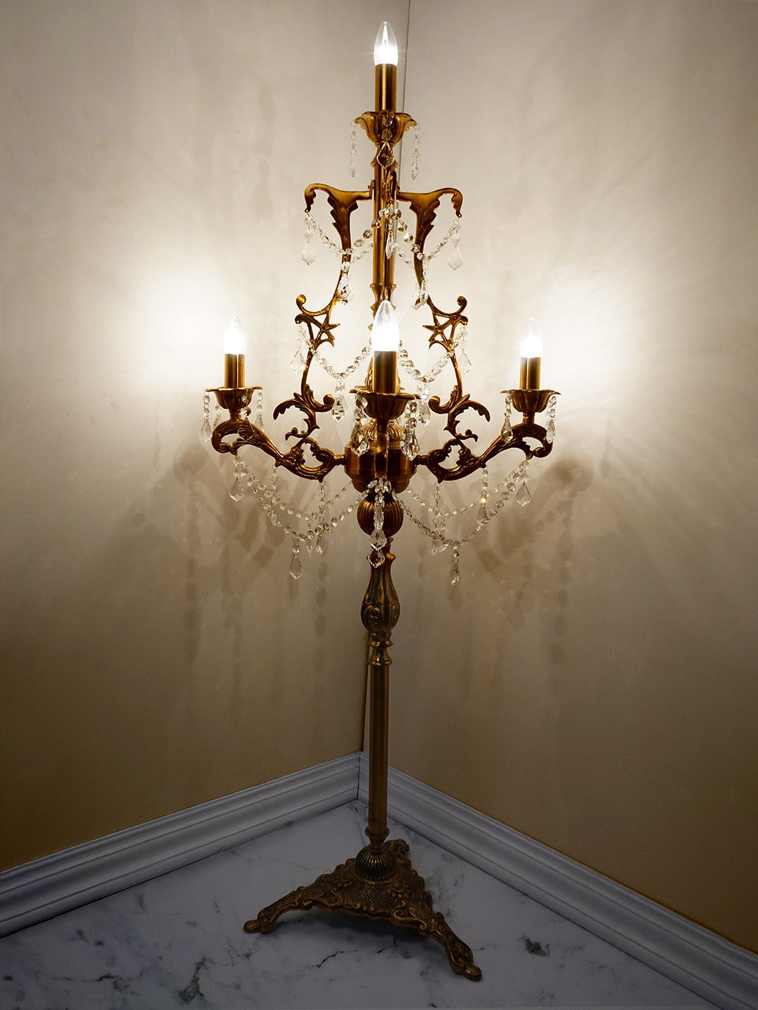 Aluminium and Crystals Floor Lamp