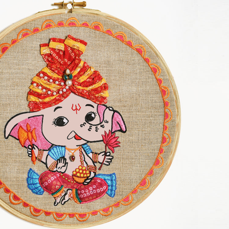 Hoop Wall Art - Baby Ganesha