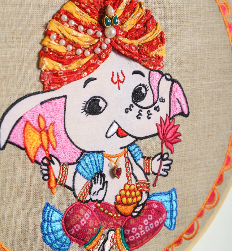 Hoop Wall Art - Baby Ganesha