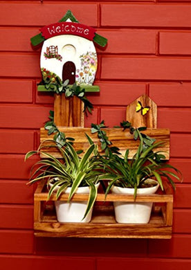 Wooden Hand painted Welcome House with Creeper Fence Planter