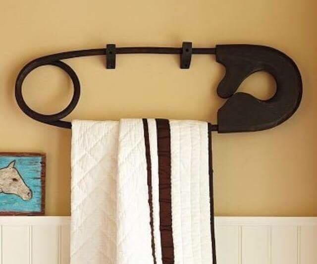 Safety Pin Towel Hanger