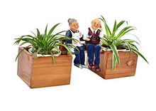 Load image into Gallery viewer, The Weaverâ€™s Nest Old Couple Wooden Bench Planter