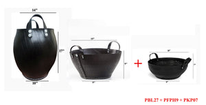 De'Dzines Large Barrel of Height 17" Flower Pot of Height 9" Kadhai Planters 7" with rubber handle
