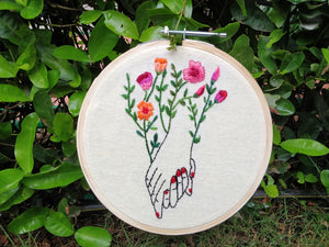 Together we grow- Minimal Hand embroidered Hoopart