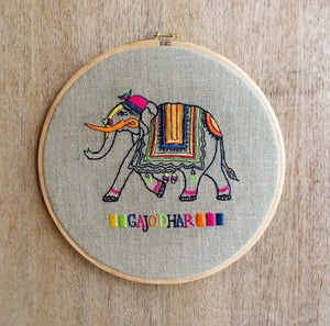 Elephant Embroidery Hoop art