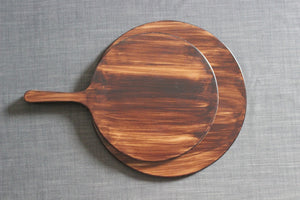 Set of 2 - Circular wooden platter