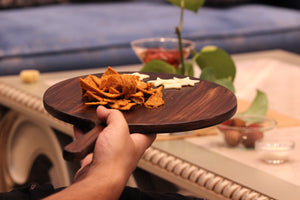 Set of 2 - Circular wooden platter