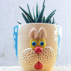 Dotted Blue Bunny planter