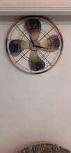 Load image into Gallery viewer, Metal Gold Industrial Fan Wall Clock