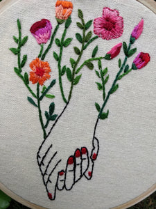 Together we grow- Minimal Hand embroidered Hoopart