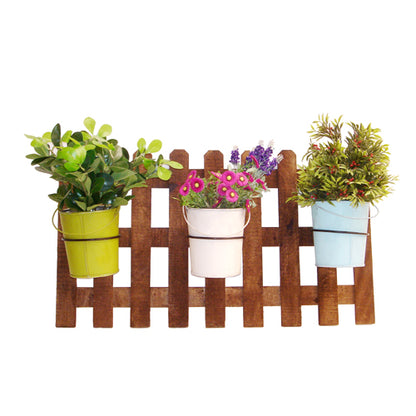 Wall Planter - Lacquered Wood and Painted Metal