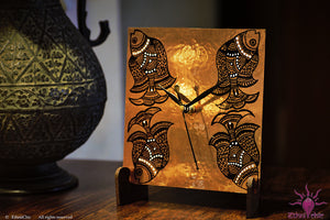 Hand painted Madhubani Fish Table Clock