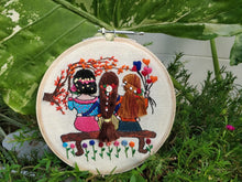 Load image into Gallery viewer, Friends together - Hand embroidered hoop art