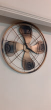 Load image into Gallery viewer, Metal Gold Industrial Fan Wall Clock