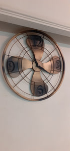Metal Gold Industrial Fan Wall Clock