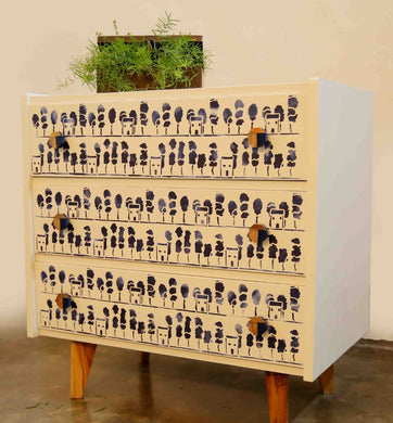 Hand painted and handcrafted solid wood Chest of drawers