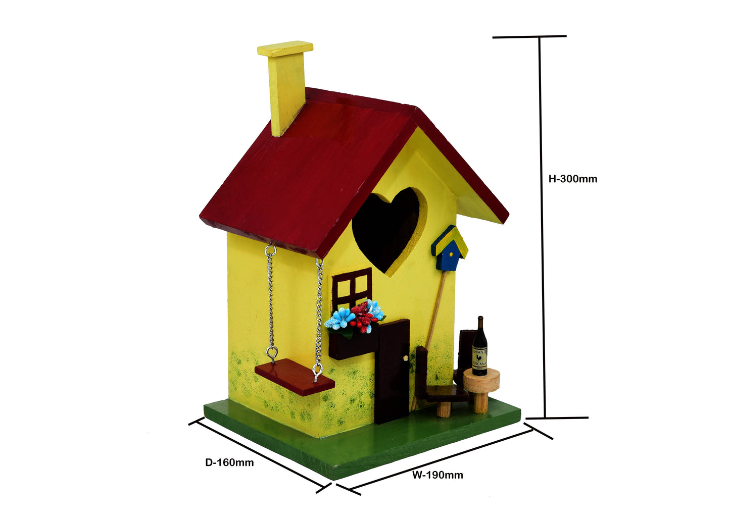 Beautifully Designed Yellow Birdhouse with swing