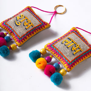Pair of Shubh Labh tassels - Multicolor