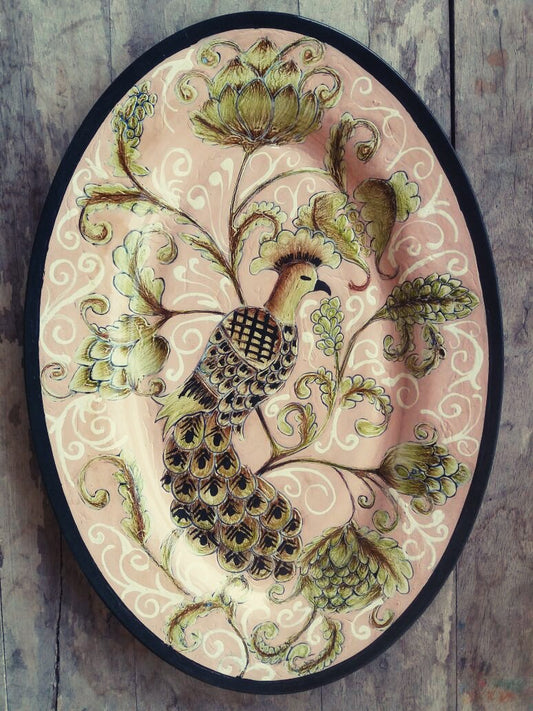 Hand painted Mexican Peacock wall plate(Charger)