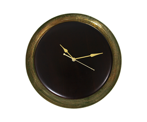 Aevum Wood and Brass Wall Clock - Brown & Gold