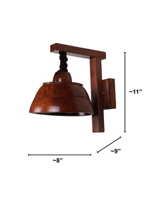 12 Watts LED Asian Wooden Bowl Wall Hanging Sconce